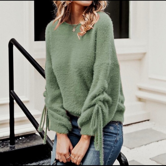 Softest Mohair Sweater With Tie-Ruched Arms - Picture 2 of 9